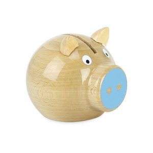Tirelire Cochon en bois -  Rose / Bleue /Blanche