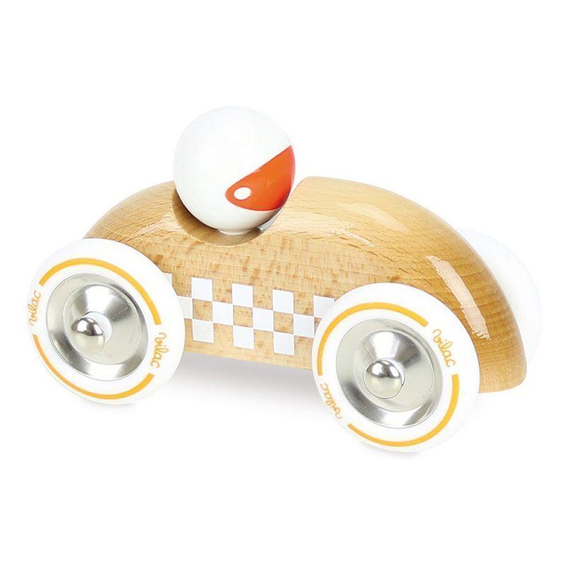 Voiture rallye checkers en bois sport Rouge / Naturelle – Image 2