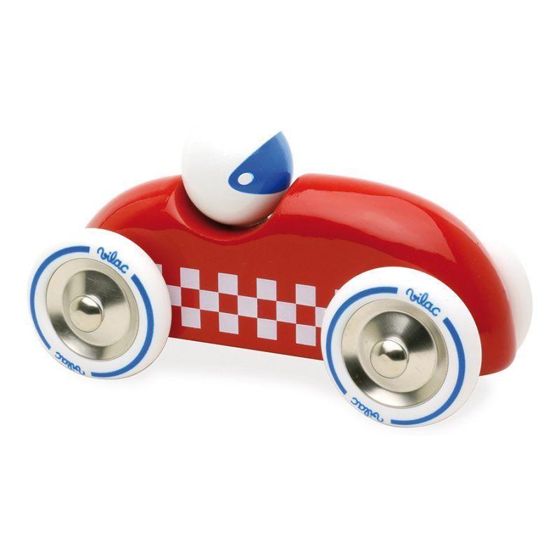 Voiture rallye checkers en bois sport Rouge / Naturelle