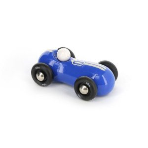Voiture streamline en bois Bleue / Blanc / Rouge