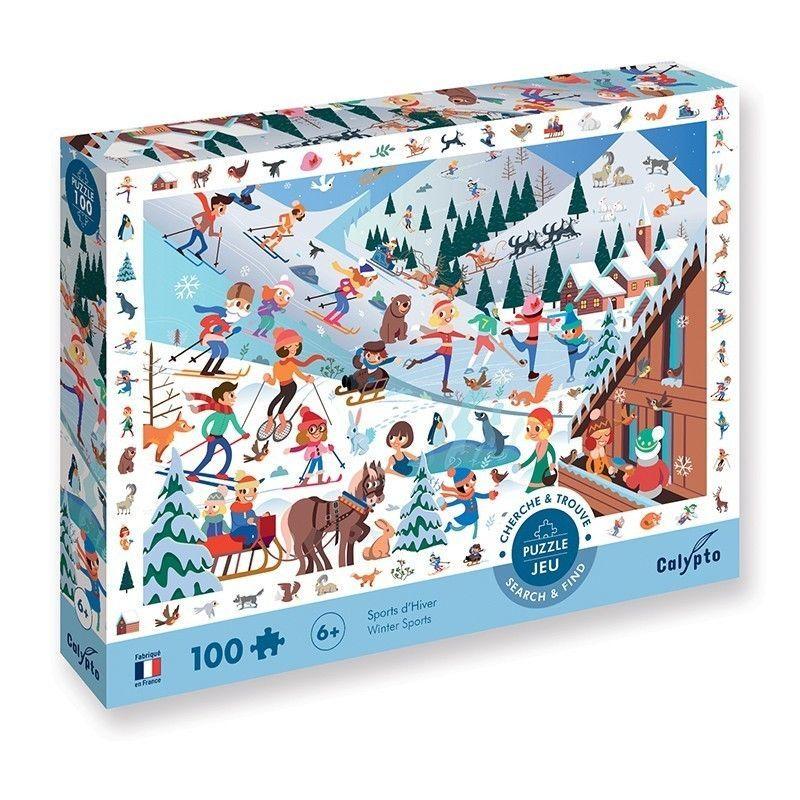 Puzzle 100 pièces Cherche et Trouve Sports d'hiver / Planisphère des Animaux / Musée du monde